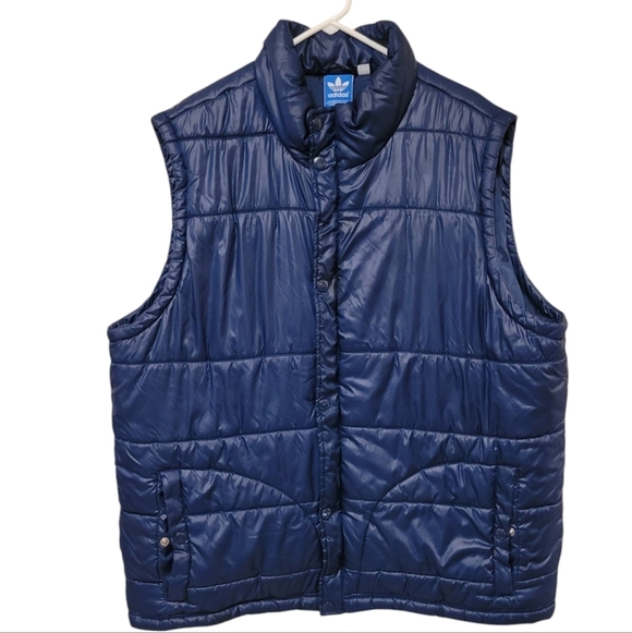Adidas Originals Men's AC Padded Puffer Vest Big Tall Size 2XL Blue Snap Pockets - Picture 2 of 11